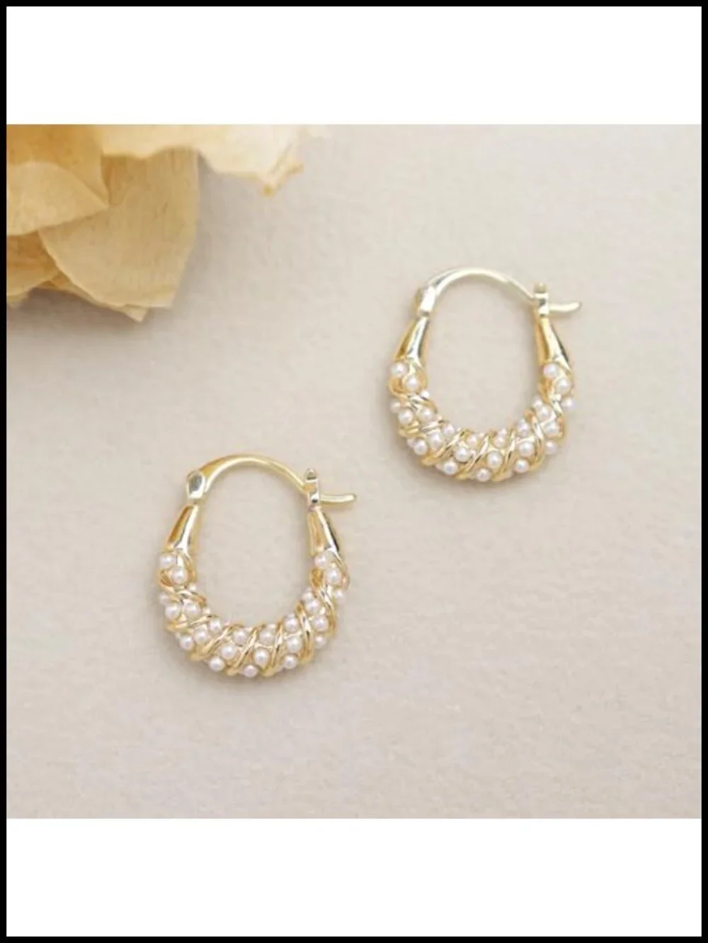 14K Gold Plated Mini Pearl Huggie Hoop Earrings Hypoallergenic Lightweight